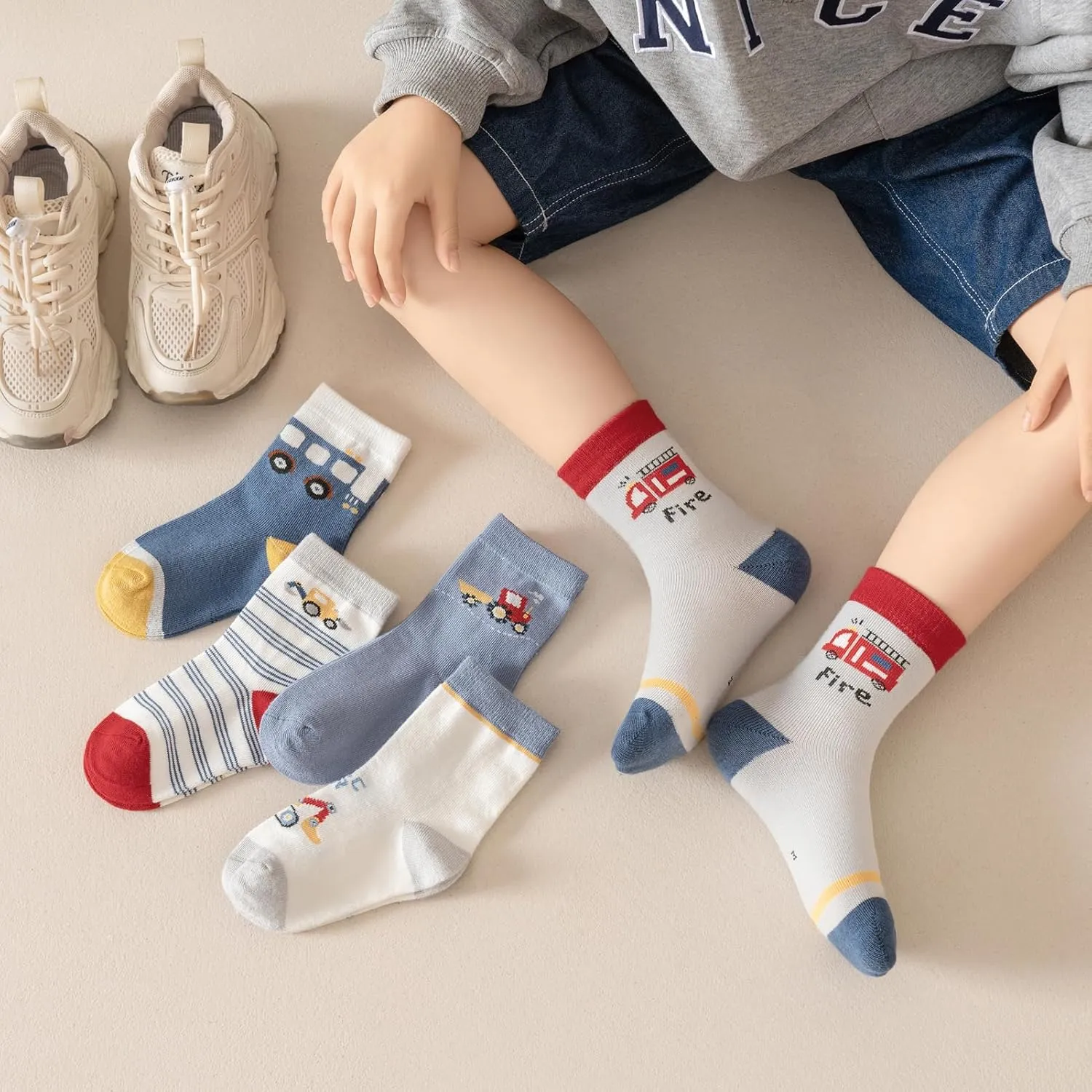 Zumou Toddler Kids Little Boys Fashion Cotton Crew Socks 5/10 Pack
