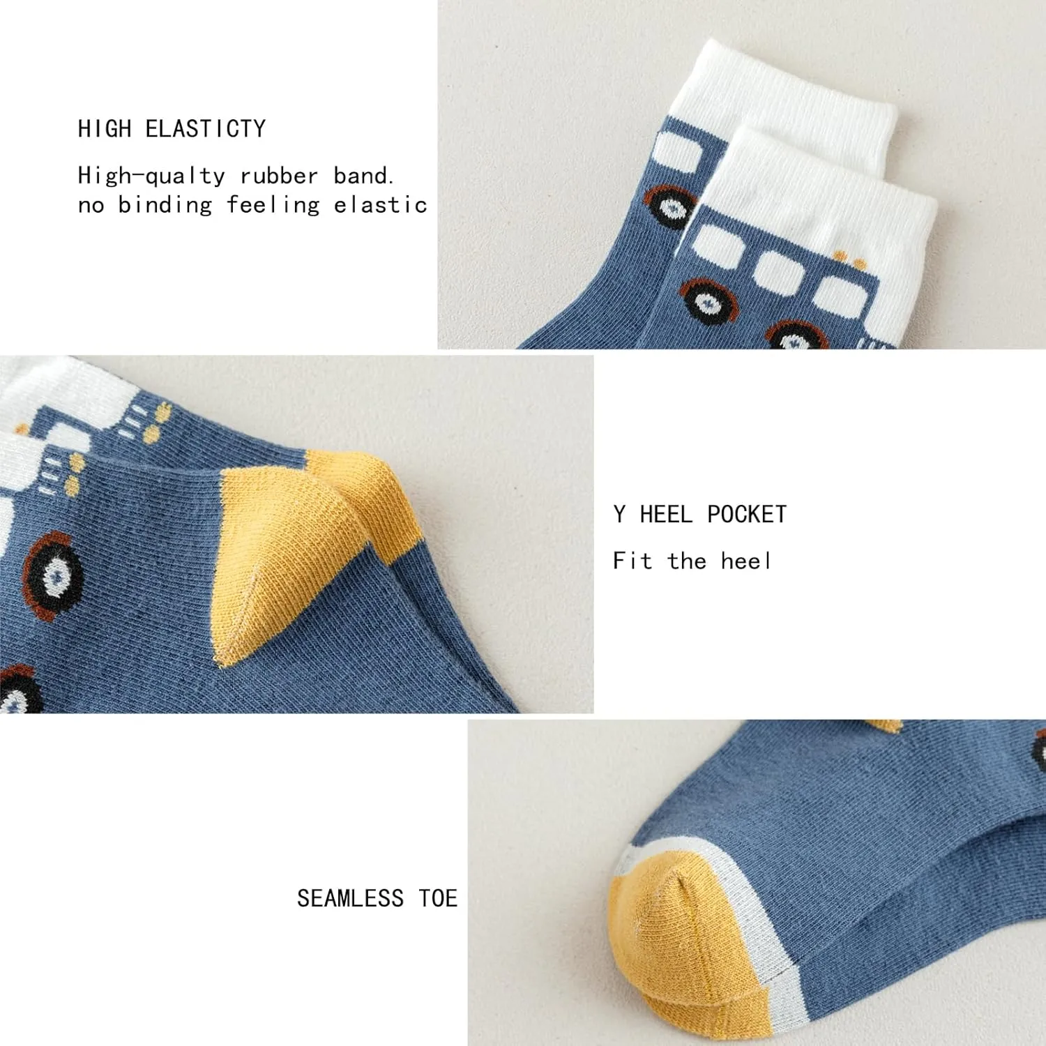 Zumou Toddler Kids Little Boys Fashion Cotton Crew Socks 5/10 Pack