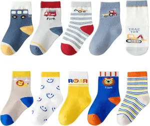 Zumou Toddler Kids Little Boys Fashion Cotton Crew Socks 5/10 Pack